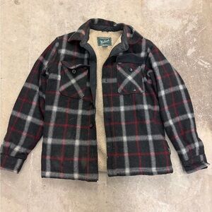 Woolrich plaid wool blend Sherpa lined Black and Red Plaid Shirt Jacket